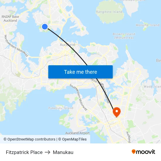 Fitzpatrick Place to Manukau map