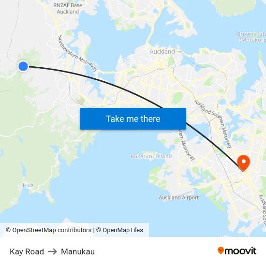 Kay Road to Manukau map