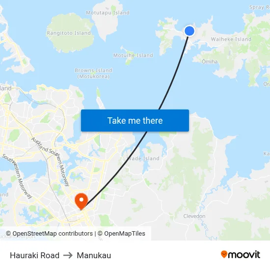 Hauraki Road to Manukau map