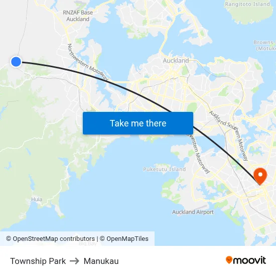 Township Park to Manukau map