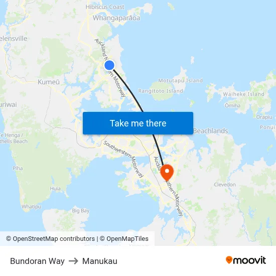 Bundoran Way to Manukau map