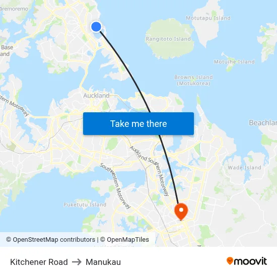 Kitchener Road to Manukau map