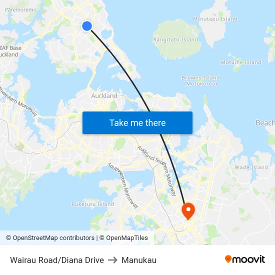 Wairau Road/Diana Drive to Manukau map