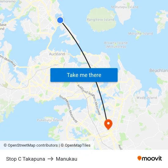 Stop C Takapuna to Manukau map