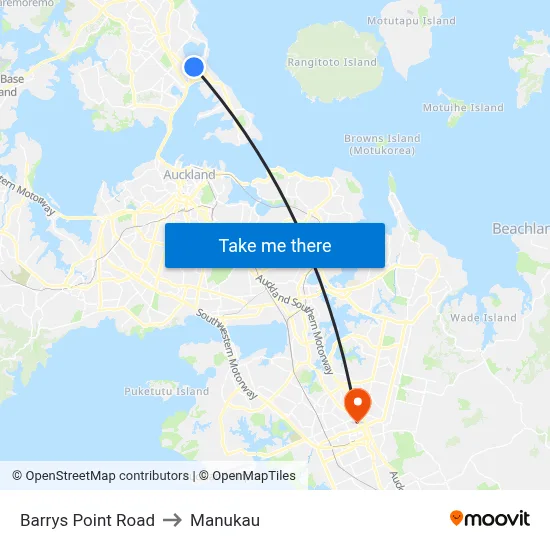 Barrys Point Road to Manukau map