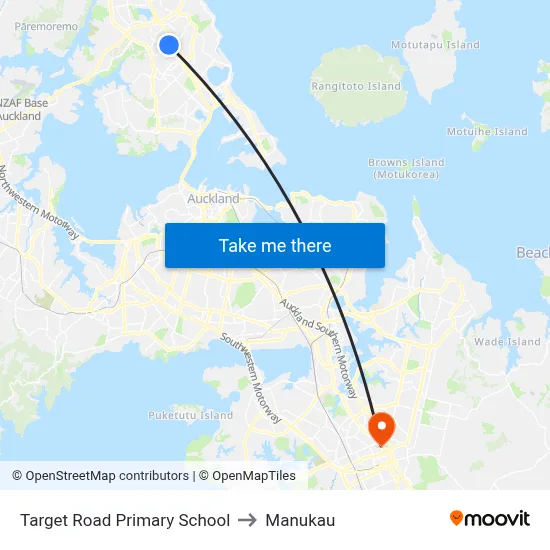 Target Road Primary School to Manukau map