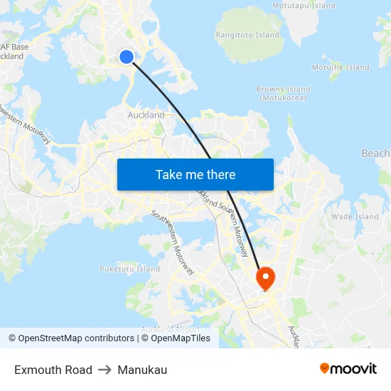 Exmouth Road to Manukau map