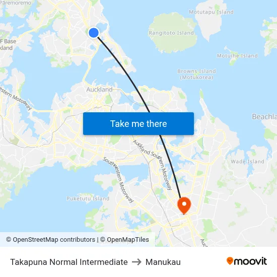 Takapuna Normal Intermediate to Manukau map