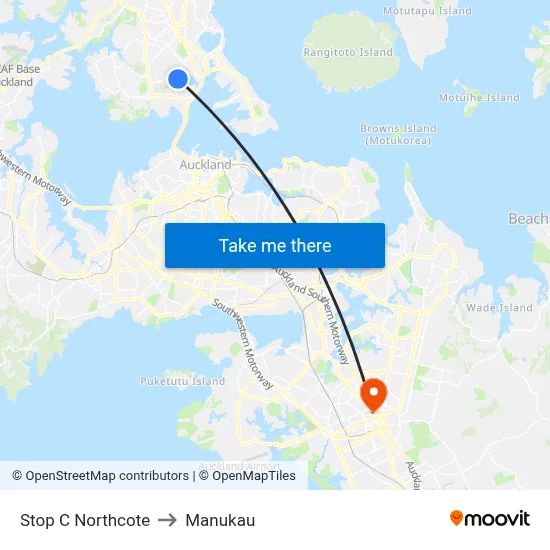 Stop C Northcote to Manukau map