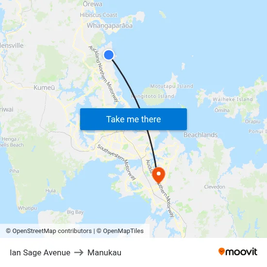 Ian Sage Avenue to Manukau map