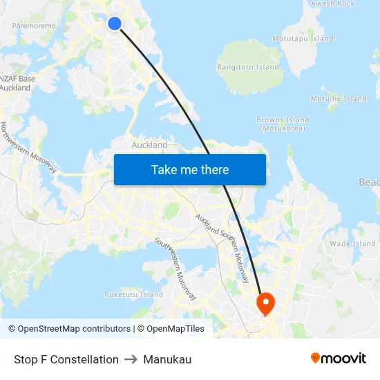Stop F Constellation to Manukau map
