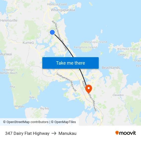 347 Dairy Flat Highway to Manukau map