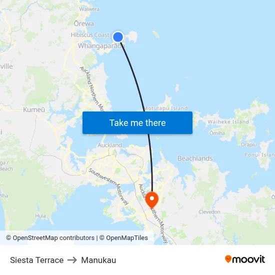 Siesta Terrace to Manukau map