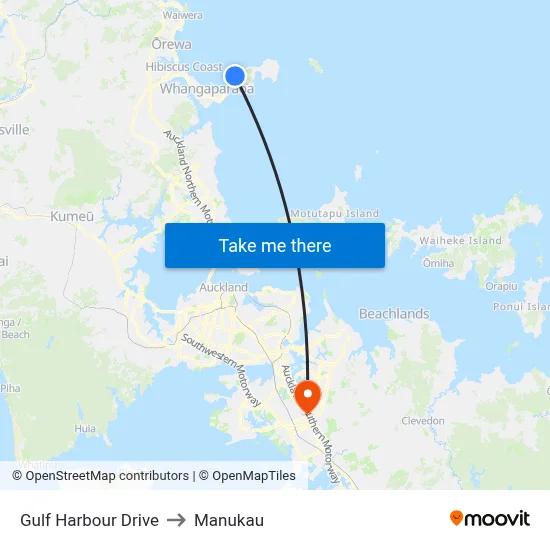 Gulf Harbour Drive to Manukau map