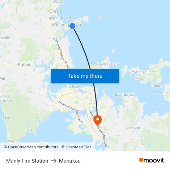 Manly Fire Station to Manukau map