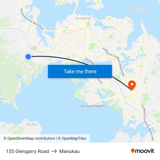 155 Glengarry Road to Manukau map