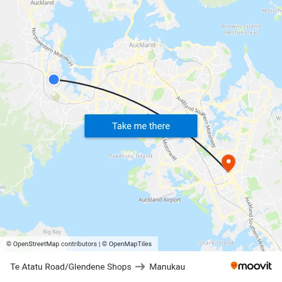 Te Atatu Road/Glendene Shops to Manukau map