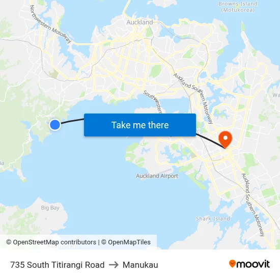 735 South Titirangi Road to Manukau map