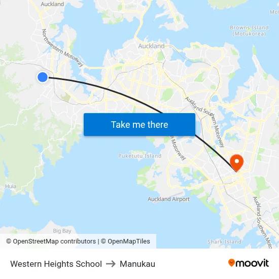 Western Heights School to Manukau map