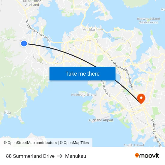 88 Summerland Drive to Manukau map