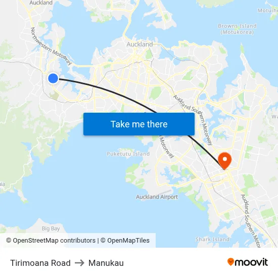 Tirimoana Road to Manukau map