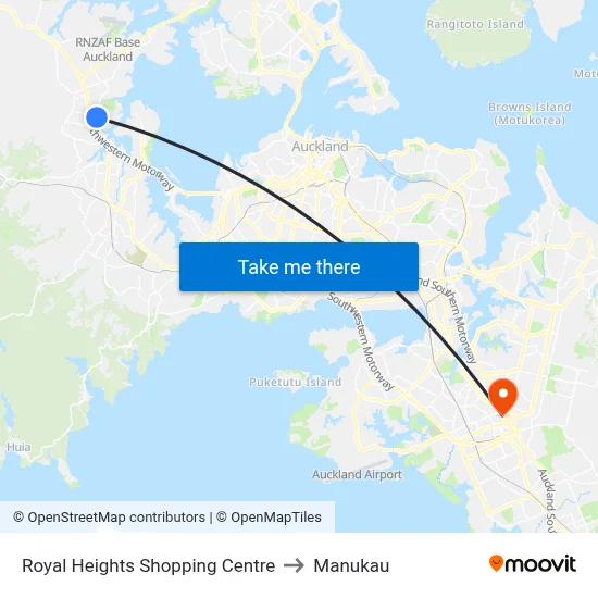 Royal Heights Shopping Centre to Manukau map