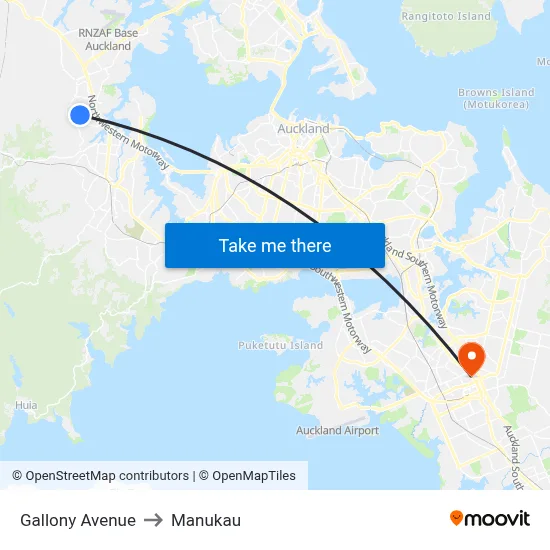 Gallony Avenue to Manukau map