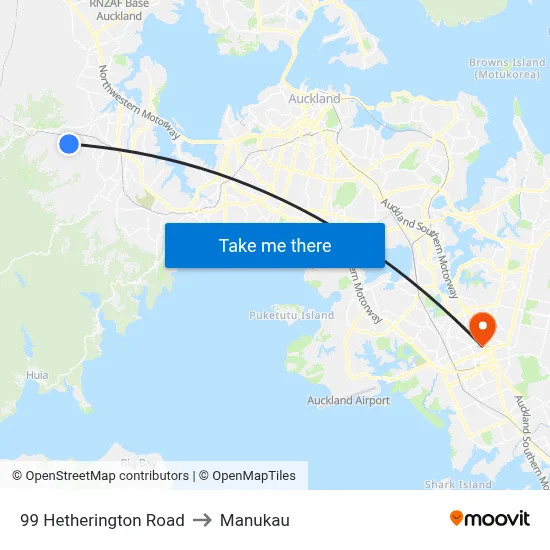 99 Hetherington Road to Manukau map