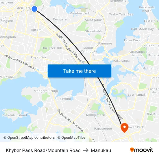 Khyber Pass Road/Mountain Road to Manukau map