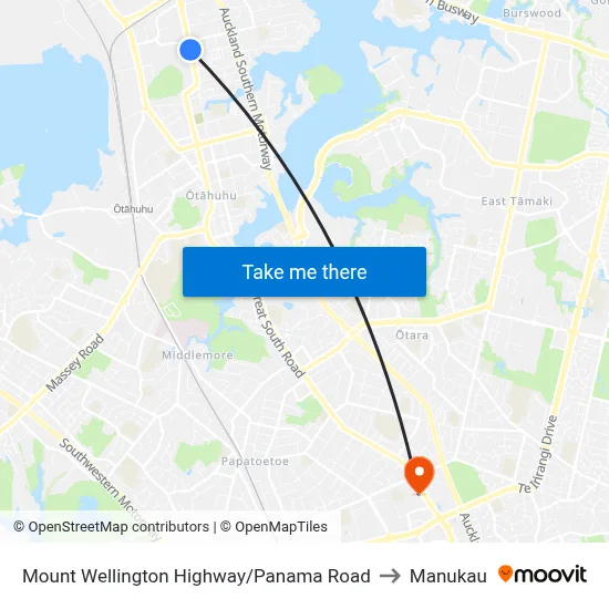 Mount Wellington Highway/Panama Road to Manukau map