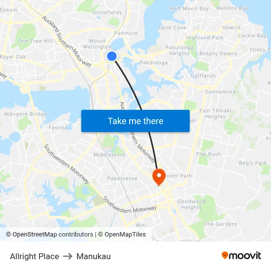 Allright Place to Manukau map