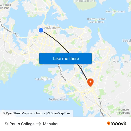St Paul's College to Manukau map