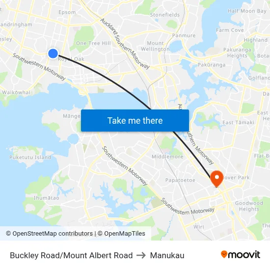 Buckley Road/Mount Albert Road to Manukau map