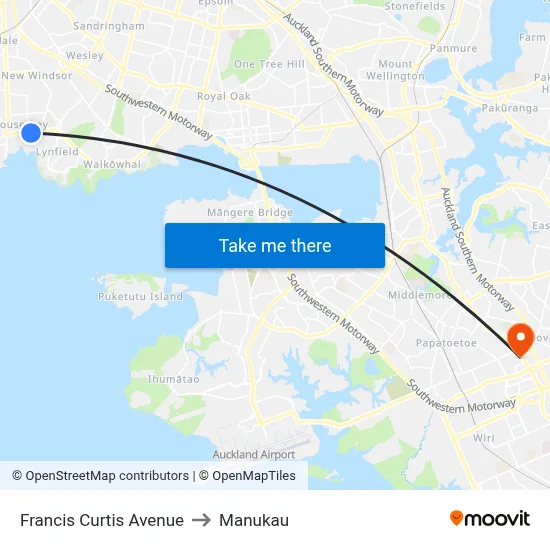 Francis Curtis Avenue to Manukau map