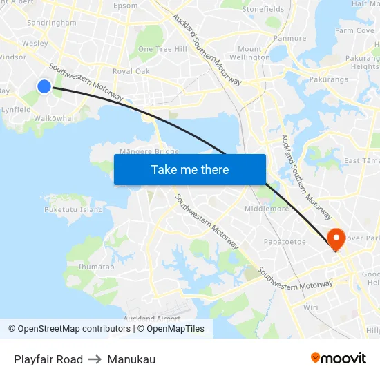 Playfair Road to Manukau map