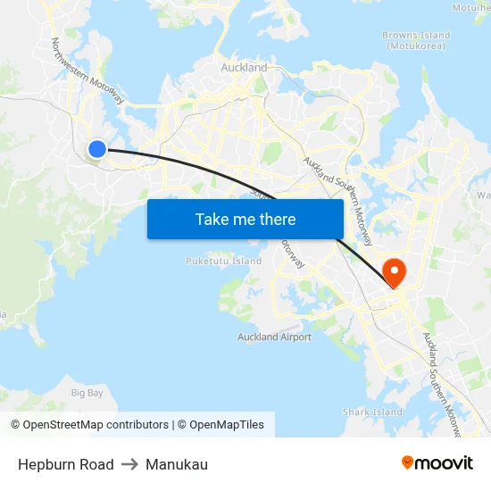 Hepburn Road to Manukau map
