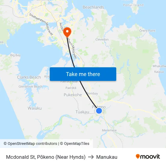 Mcdonald St, Pōkeno (Near Hynds) to Manukau map