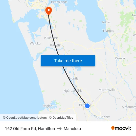162 Old Farm Rd, Hamilton to Manukau map