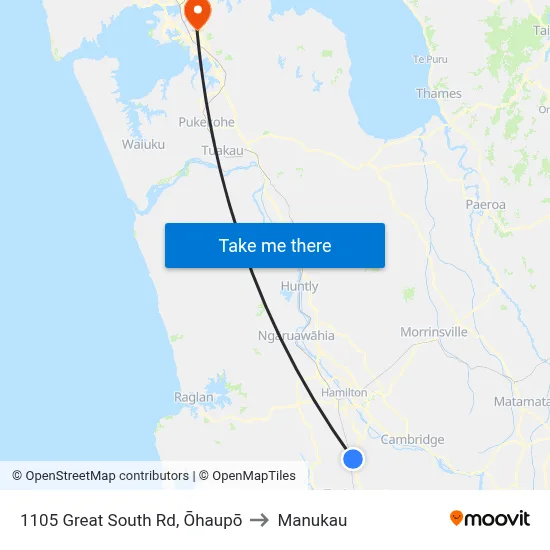 1105 Great South Rd, Ōhaupō to Manukau map