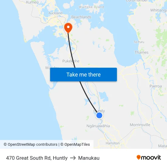 470 Great South Rd, Huntly to Manukau map