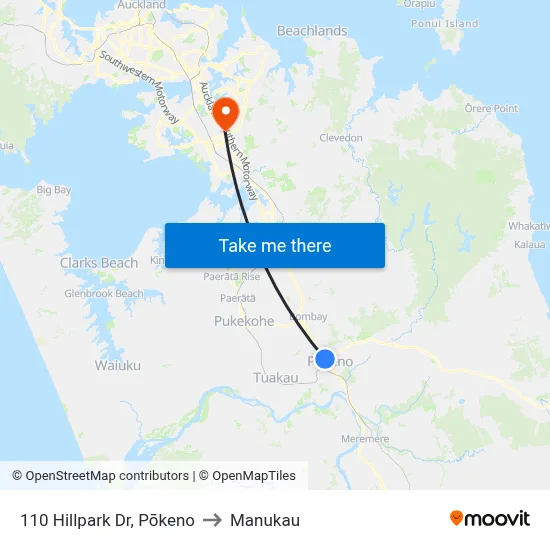 110 Hillpark Dr, Pōkeno to Manukau map
