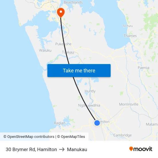 30 Brymer Rd, Hamilton to Manukau map