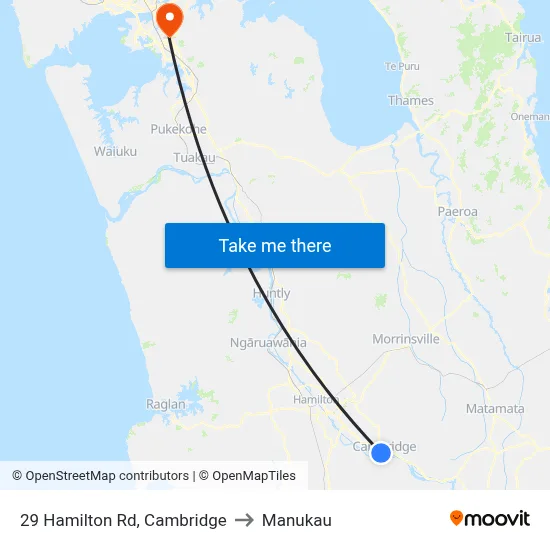 29 Hamilton Rd, Cambridge to Manukau map