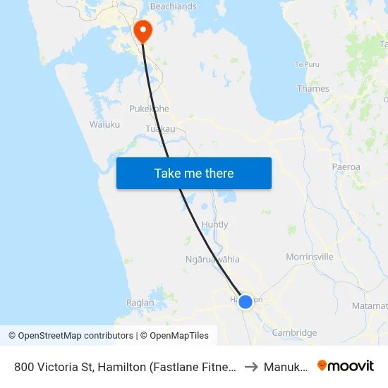 800 Victoria St, Hamilton (Fastlane Fitness) to Manukau map
