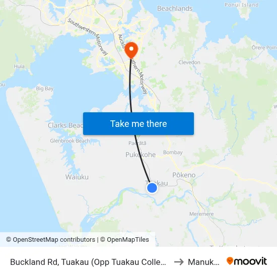 Buckland Rd, Tuakau (Opp Tuakau College) to Manukau map
