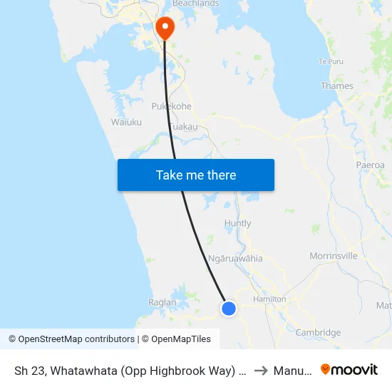 Sh 23, Whatawhata (Opp Highbrook Way) (Hail2ride) to Manukau map