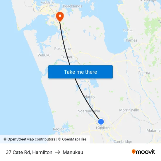 37 Cate Rd, Hamilton to Manukau map