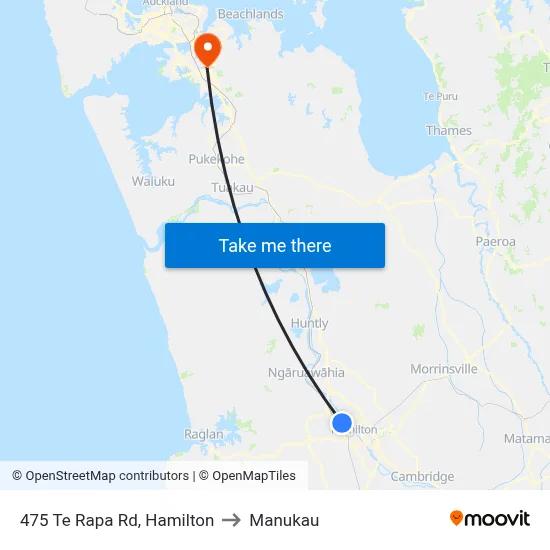 475 Te Rapa Rd, Hamilton to Manukau map