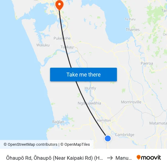 Ōhaupō Rd, Ōhaupō (Near Kaipaki Rd) (Hail2ride) to Manukau map