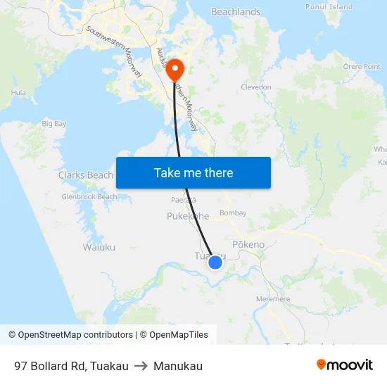 97 Bollard Rd, Tuakau to Manukau map
